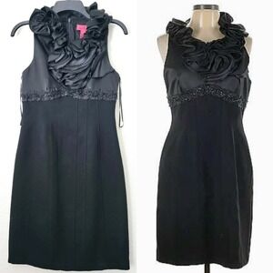 Women Sz 2 Small Black Floral Dress Formal HoCo Prom Cocktail Y2k Goth Romantic